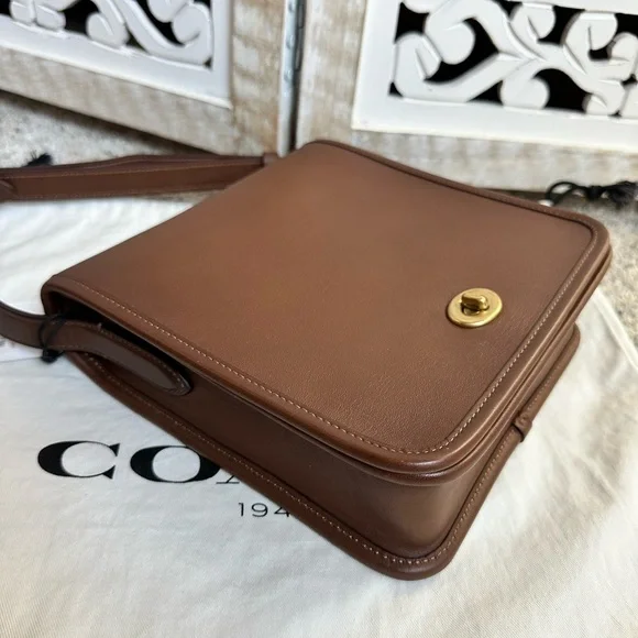 COACH DARK SADDLE 1941 TURNLOCK FLAP / COMPACT POUCH BAG - Picture 7 of 16